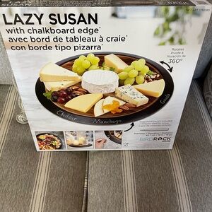 Black Lazy Susan with Chalkboard Edge